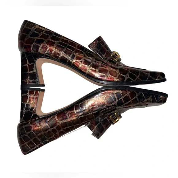 Timothy Hitsman Vintage Croc Leather Square Toe Heels, Size 9 Narrow - Picture 4 of 7